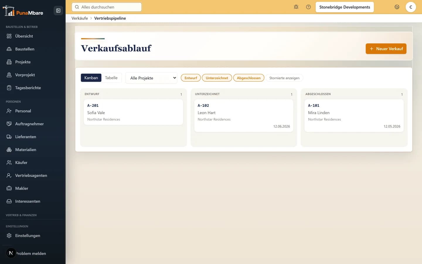 Käufer- und Vertriebspipeline in PunaMbare