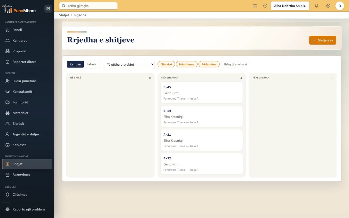 Nga rezervimi te shitja e nënshkruar.